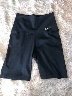 Nike Black High-Rise Bike Shorts with White Swoosh